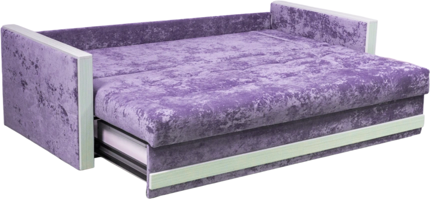 Диван прямой Адель 2, Plush purple velvet, декор Рамух белый
