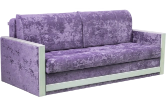 Диван прямой Адель 2, Plush purple velvet, декор Рамух белый