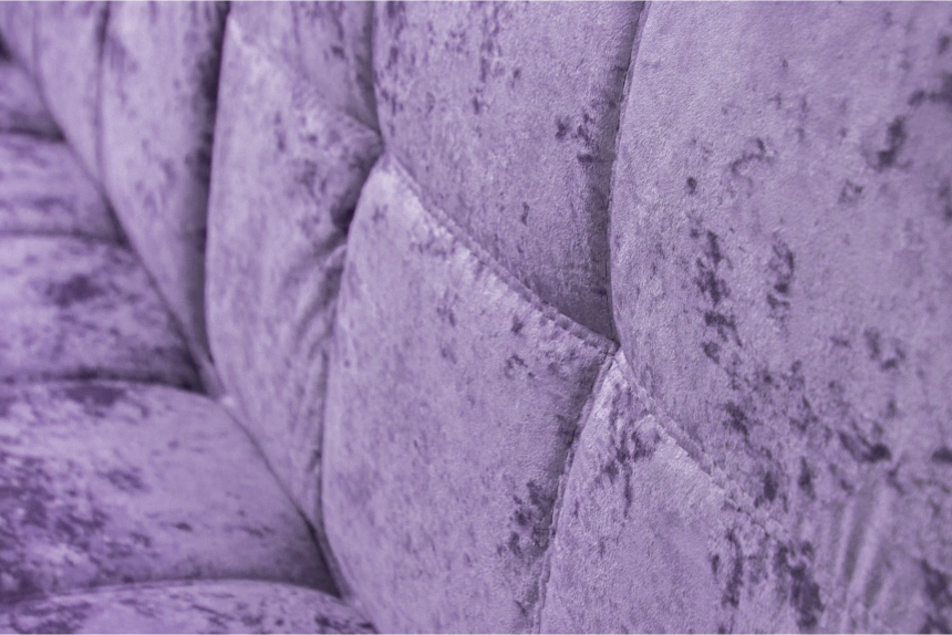 Диван прямой Адель 2, Plush purple velvet, декор Рамух белый