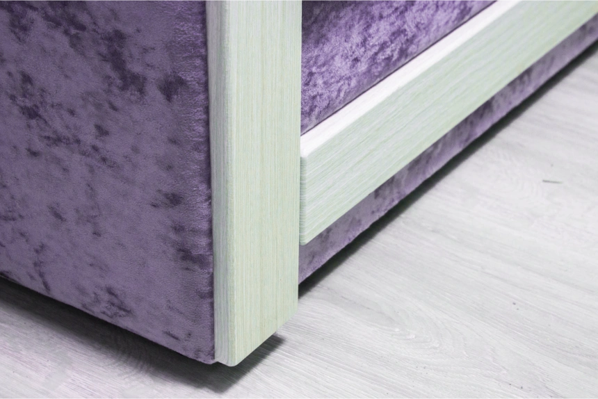 Диван прямой Адель 2, Plush purple velvet, декор Рамух белый