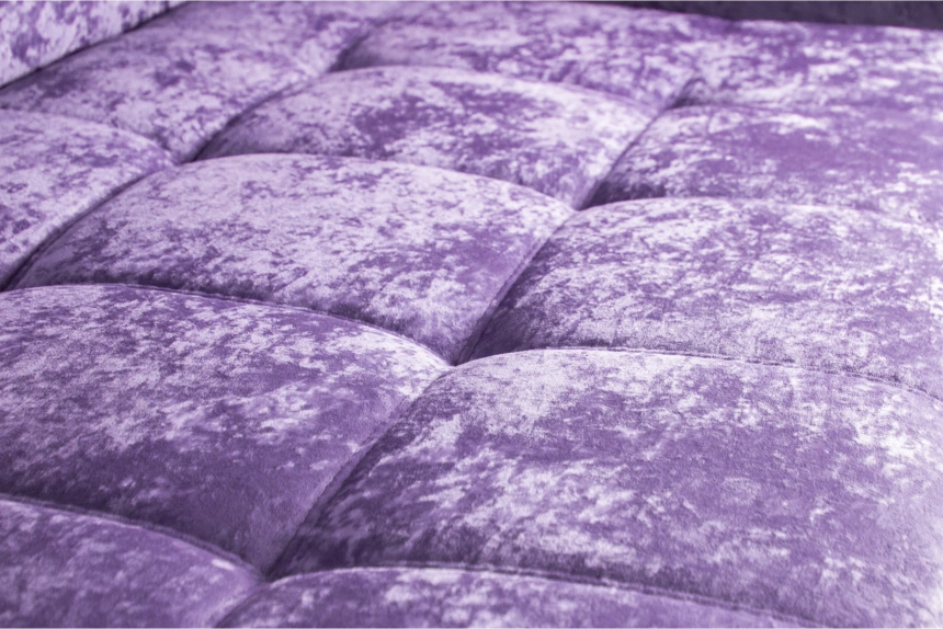 Диван прямой Адель 2, Plush purple velvet, декор Рамух белый