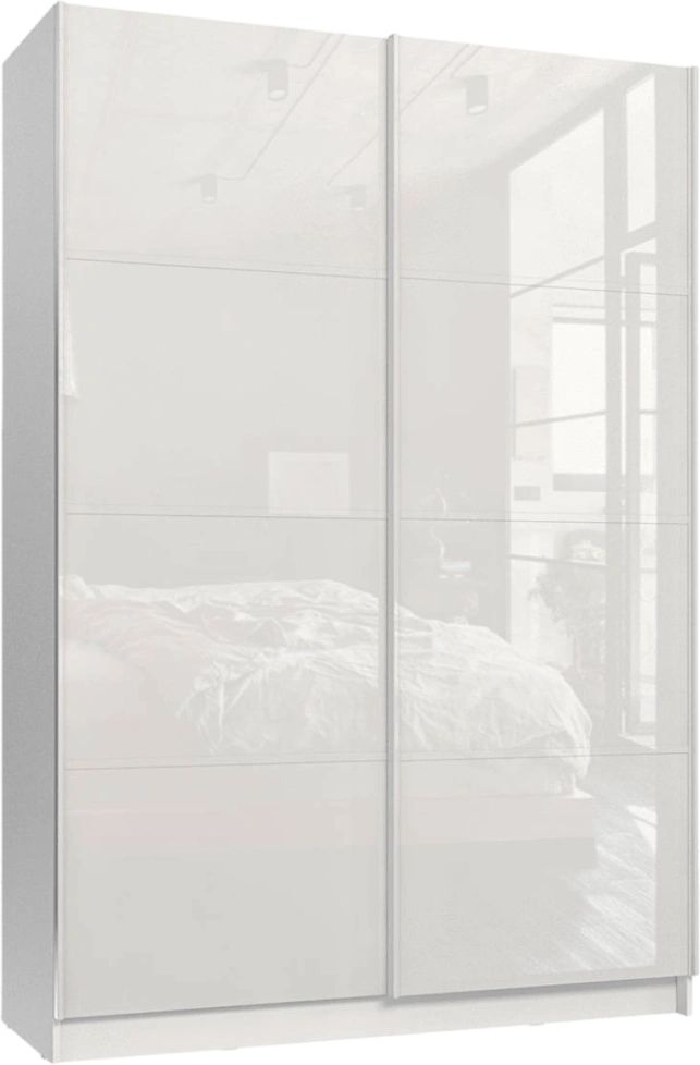 Шкаф-купе Марвин-3, двухдверный, 163x220, Белый / Белый глянец