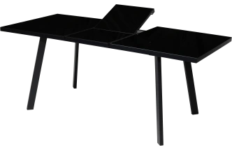 Кухонный стол раздвижной Фин 120, черный, стекло, черный каркас