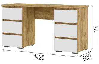 Письменный стол Элла ПС 02, белый / дуб крафт золото