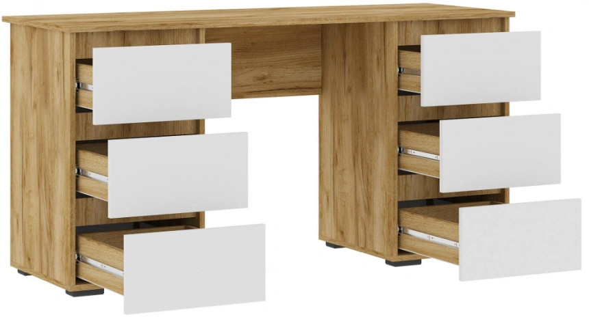 Письменный стол Элла ПС 02, белый / дуб крафт золото