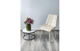 Стул Chic, мягкий, Bluvel-22 молочный, белый каркас