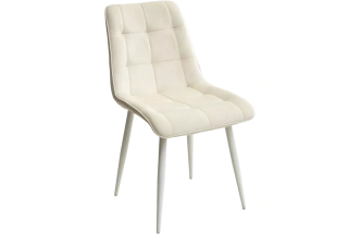 Стул Chic, мягкий, Bluvel-22 молочный, белый каркас
