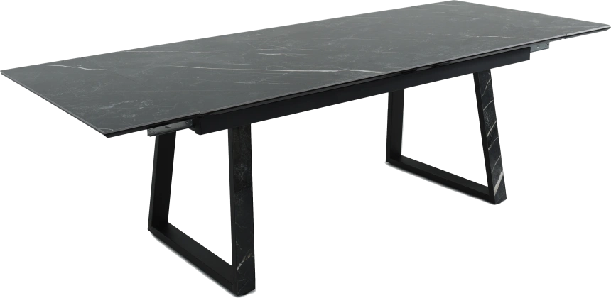 Кухонный обеденный стол Monaco, раздвижной 180, черный Quadro Wacom forest Pulido, каркас черный 