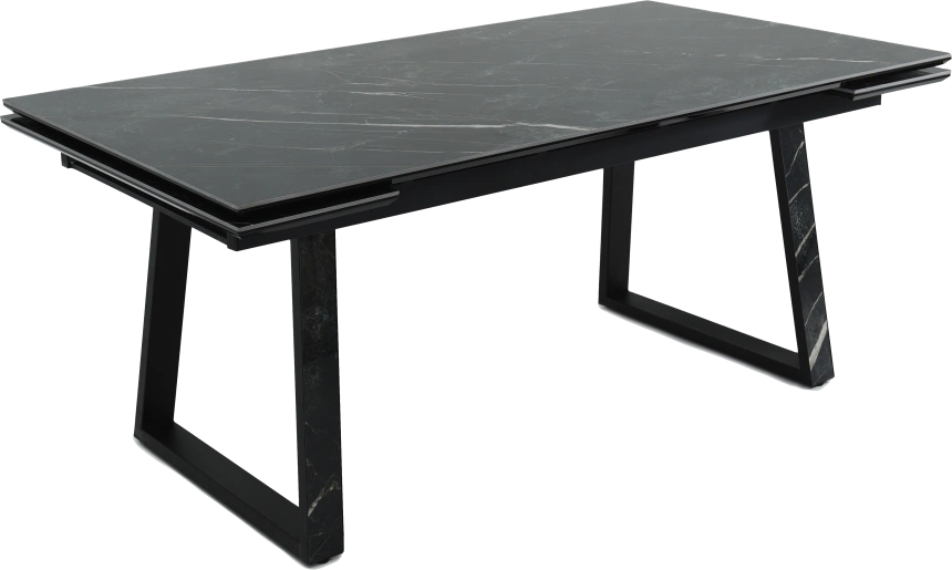 Кухонный обеденный стол Monaco, раздвижной 180, черный Quadro Wacom forest Pulido, каркас черный 