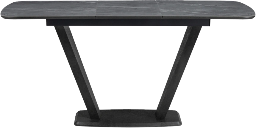 Кухонный обеденный раздвижной стол Петир, 120(160), керамика, larka grey, каркас черный