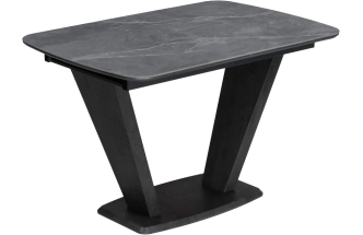 Кухонный обеденный раздвижной стол Петир, 120(160), керамика, larka grey, каркас черный
