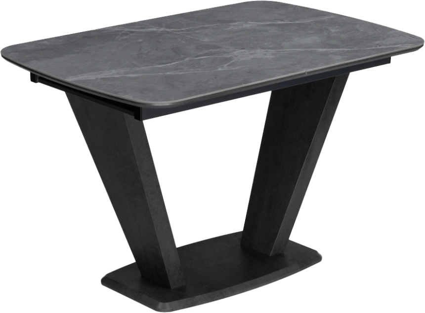 Кухонный обеденный раздвижной стол Петир, 120(160), керамика, larka grey, каркас черный