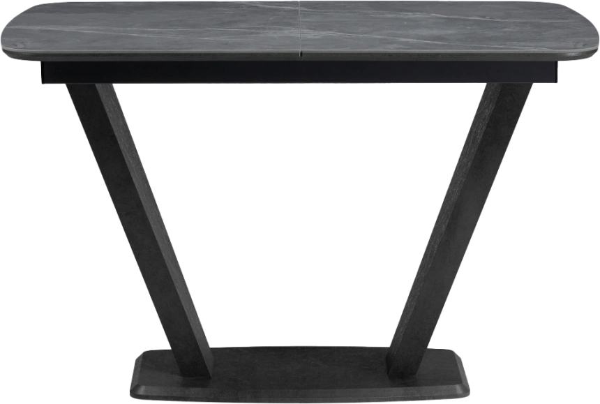 Кухонный обеденный раздвижной стол Петир, 120(160), керамика, larka grey, каркас черный