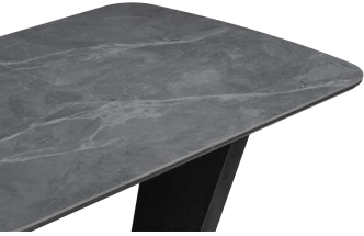 Кухонный обеденный раздвижной стол Петир, 120(160), керамика, larka grey, каркас черный