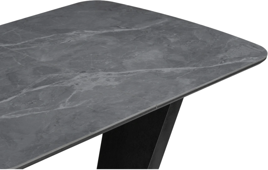 Кухонный обеденный раздвижной стол Петир, 120(160), керамика, larka grey, каркас черный