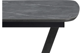 Кухонный обеденный раздвижной стол Петир, 120(160), керамика, larka grey, каркас черный