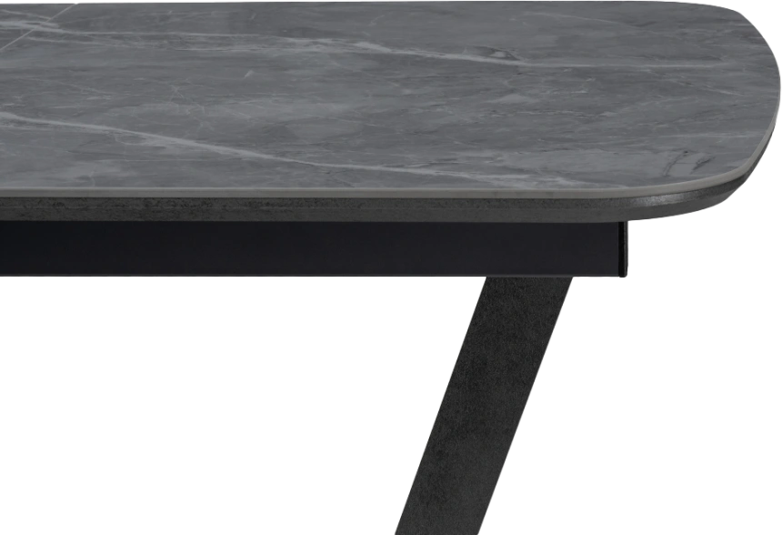 Кухонный обеденный раздвижной стол Петир, 120(160), керамика, larka grey, каркас черный