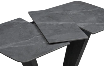 Кухонный обеденный раздвижной стол Петир, 120(160), керамика, larka grey, каркас черный