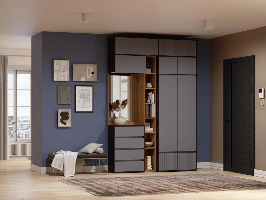 Модульная прихожая Роут, комплектация 5, венге / графит софт