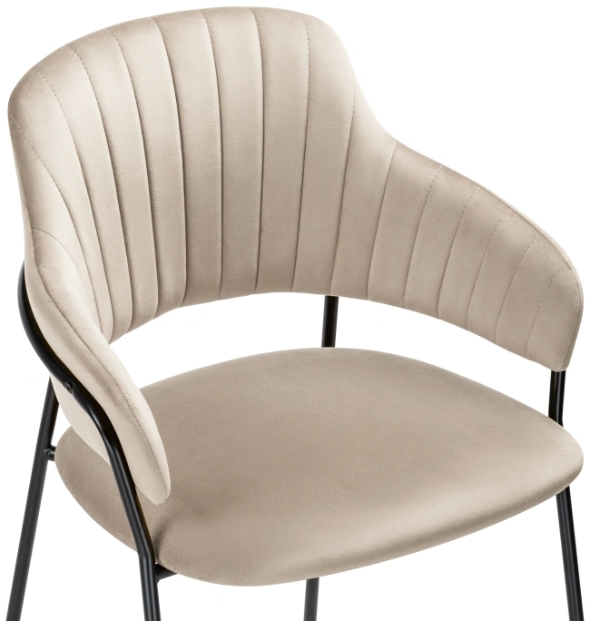 Стул Инклес, мягкий, дымчатый / черный глянец