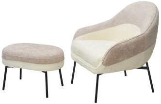 Стул-кресло Sion, 3018-01 белый / 3018-10 бежевый, шенилл, черный каркас