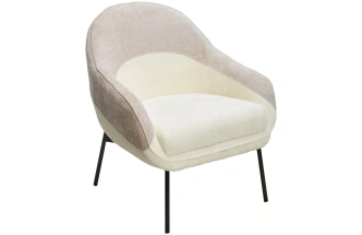 Стул-кресло Sion, 3018-01 белый / 3018-10 бежевый, шенилл, черный каркас