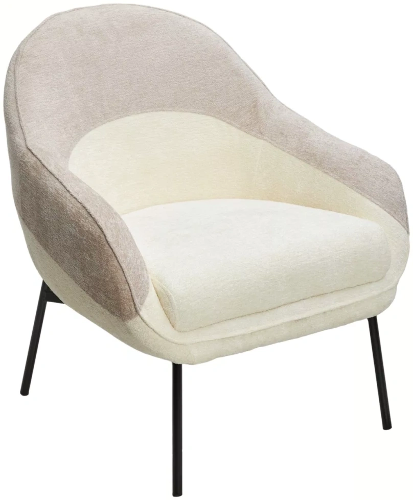 Стул-кресло Sion, 3018-01 белый / 3018-10 бежевый, шенилл, черный каркас