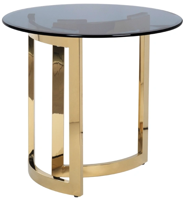 Журнальный стол 47ED-ET062GOLD, 60x60x55, закаленное стекло темное, прозрачный / золото 