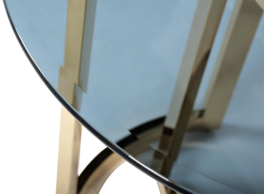 Журнальный стол 47ED-ET062GOLD, 60x60x55, закаленное стекло темное, прозрачный / золото 