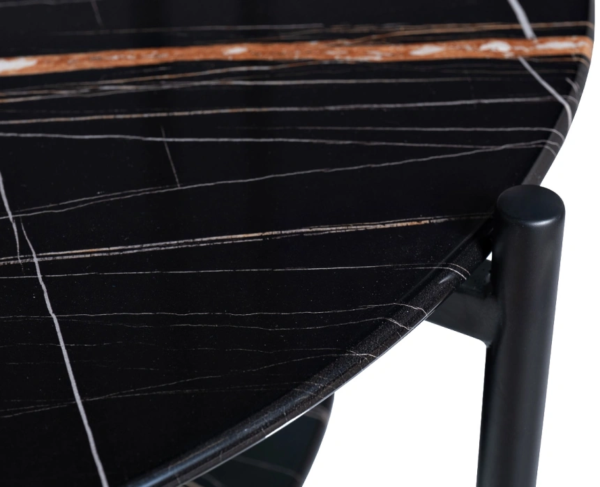 Журнальный стол 30B-872 BL, 80x80x45, закаленное стекло, черный мрамор / черный