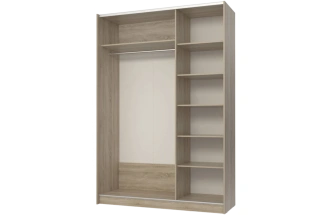 Шкаф-купе Марвин-3, двухдверный, 163x220, Дуб сонома / Белый глянец / Дуб светлый