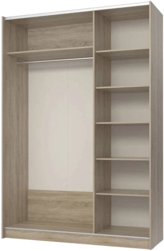 Шкаф-купе Марвин-3, двухдверный, 163x220, Дуб сонома / Белый глянец / Дуб светлый