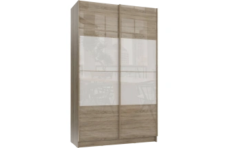 Шкаф-купе Марвин-3, двухдверный, 163x220, Дуб сонома / Белый глянец / Дуб светлый