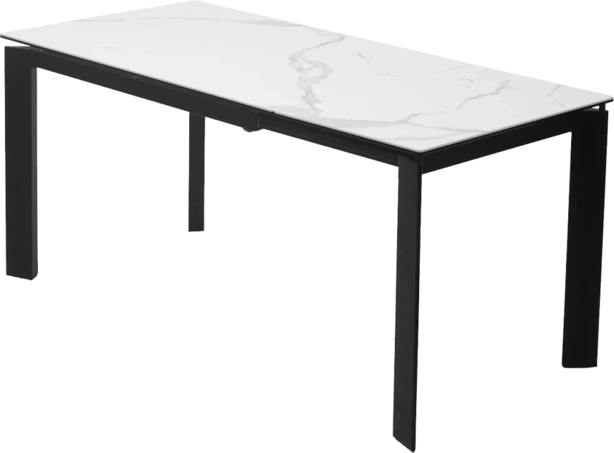 Кухонный стол раздвижной Corner 120, High Gloss Statuario  керамика, стекло, черный каркас