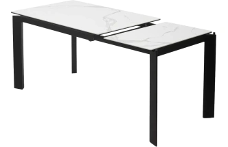 Кухонный стол раздвижной Corner 120, High Gloss Statuario  керамика, стекло, черный каркас