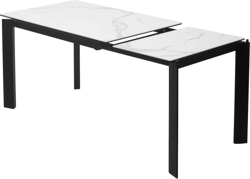 Кухонный стол раздвижной Corner 120, High Gloss Statuario  керамика, стекло, черный каркас