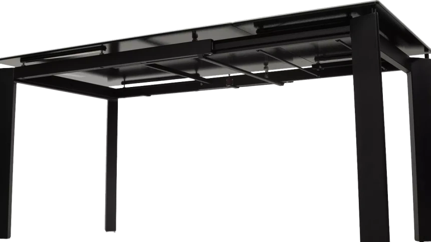 Кухонный стол раздвижной Corner 120, High Gloss Statuario  керамика, стекло, черный каркас