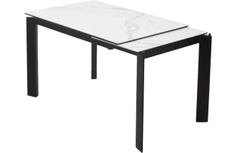 Кухонный стол раздвижной Corner 120, High Gloss Statuario  керамика, стекло, черный каркас