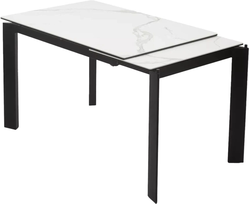 Кухонный стол раздвижной Corner 120, High Gloss Statuario  керамика, стекло, черный каркас