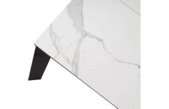 Кухонный стол раздвижной Corner 120, High Gloss Statuario  керамика, стекло, черный каркас