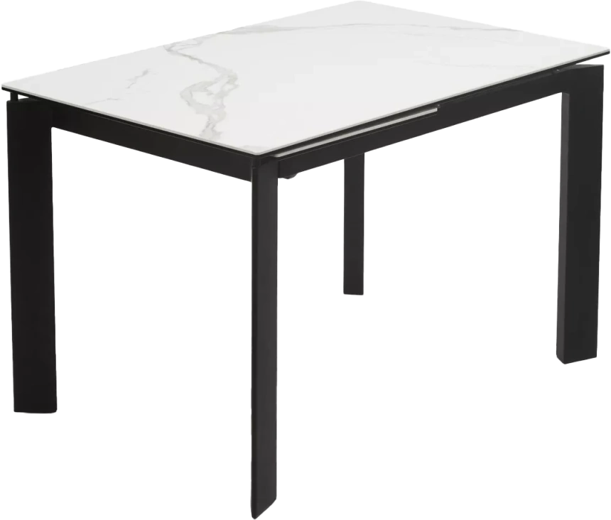 Кухонный стол раздвижной Corner 120, High Gloss Statuario  керамика, стекло, черный каркас