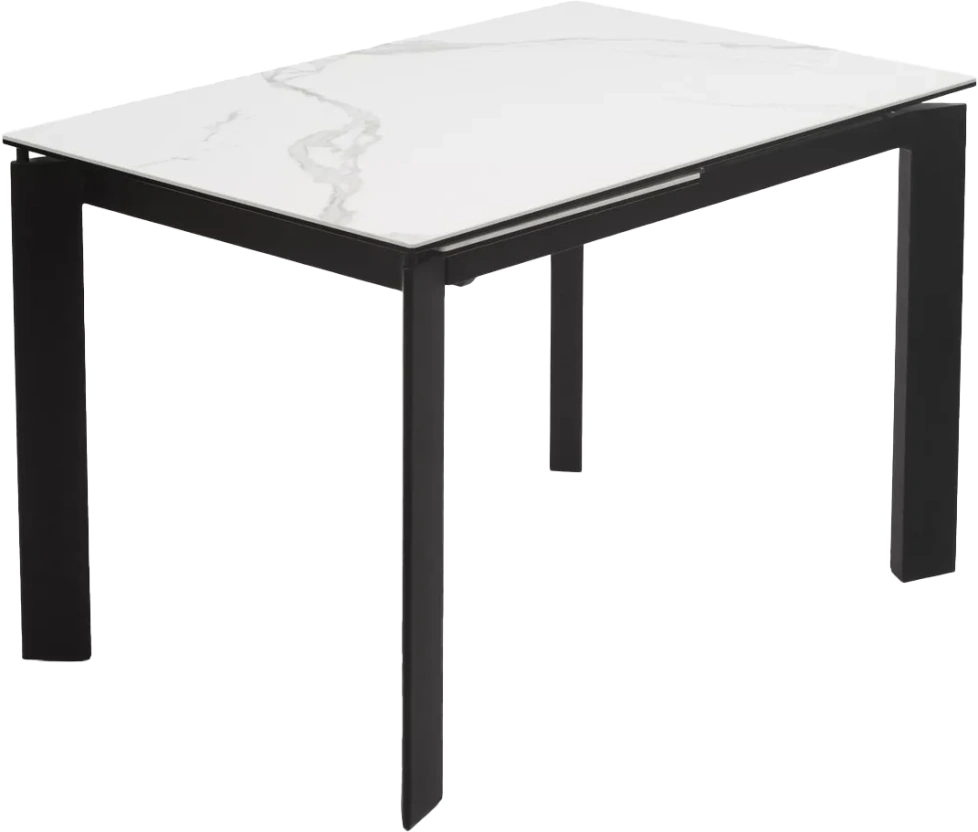 Кухонный стол раздвижной Corner 120, High Gloss Statuario  керамика, стекло, черный каркас