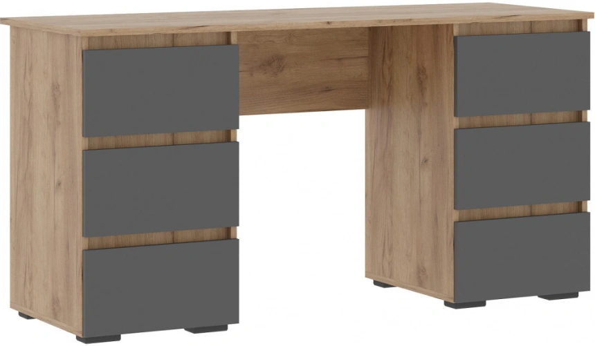 Письменный стол Элла ПС 02, серый графит / дуб крафт золото