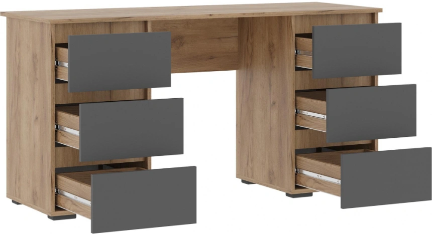 Письменный стол Элла ПС 02, серый графит / дуб крафт золото