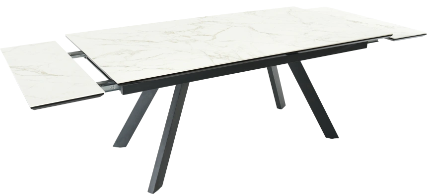Кухонный обеденный стол Monaco, раздвижной 180, серый Calacata vaglioro, каркас черный 
