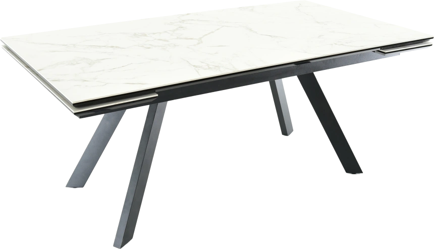 Кухонный обеденный стол Monaco, раздвижной 180, серый Calacata vaglioro, каркас черный 