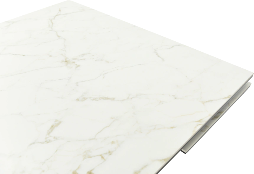 Кухонный обеденный стол Monaco, раздвижной 180, серый Calacata vaglioro, каркас черный 