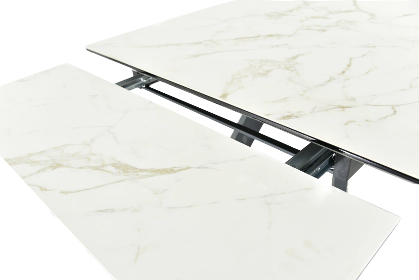 Кухонный обеденный стол Monaco, раздвижной 180, серый Calacata vaglioro, каркас черный 