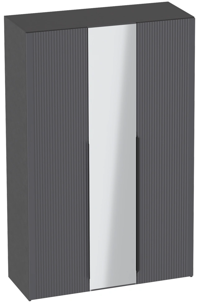 Шкаф трехдверный Нора, распашной с зеркалом, металл бруклин / графит