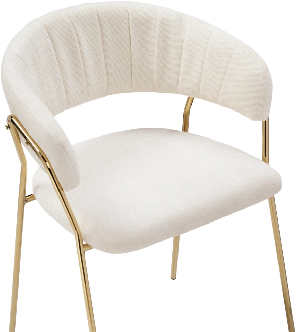 Стул Kamelia 1, white fabric / gold